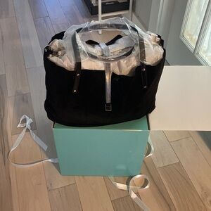 Tiffany & Co. Soft suede tote w zip clutch BNIB Black reverses to black leather